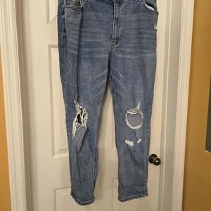 Wonderly Blue Distressed Flare Jeans